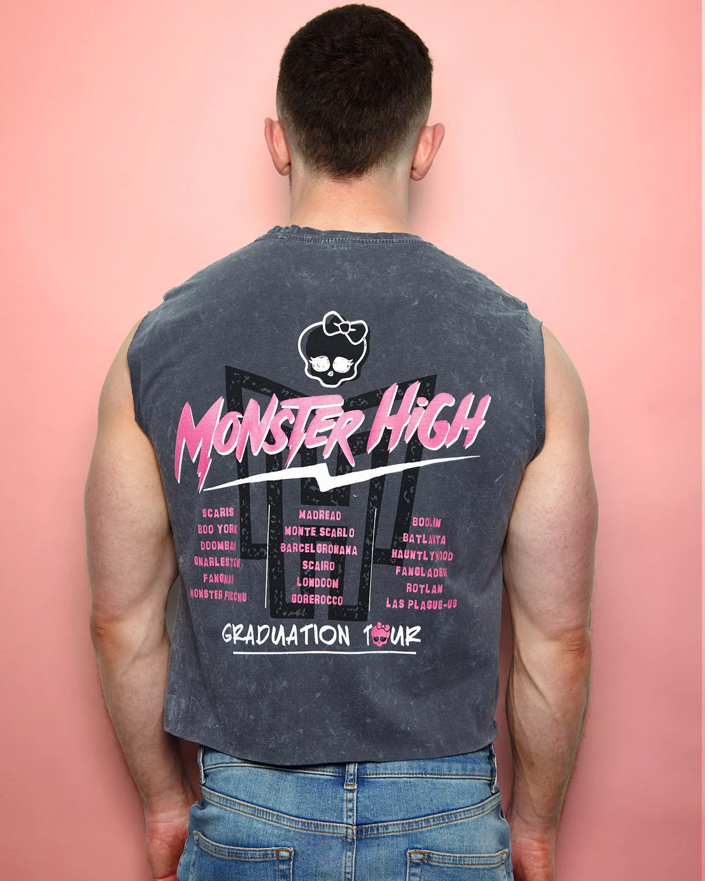 Official Monster high t-shirt - distressed look grey (front and back print)