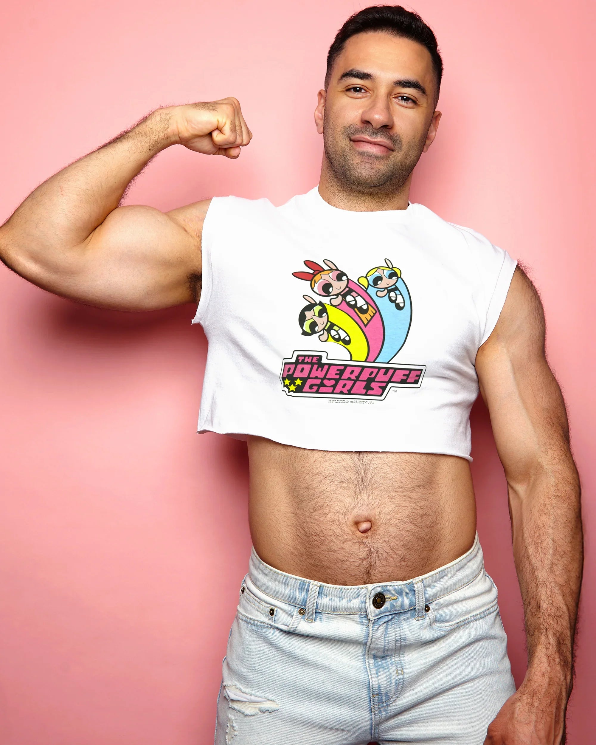 Official Powerpuff Girls sleeveless crop top- white