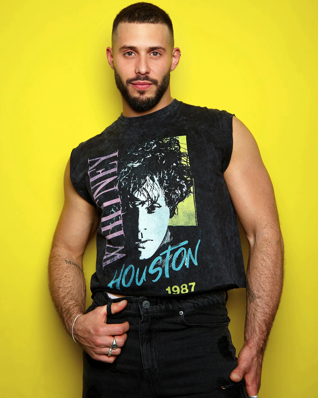 Official Whitney Houston 1987 tshirt - crop black