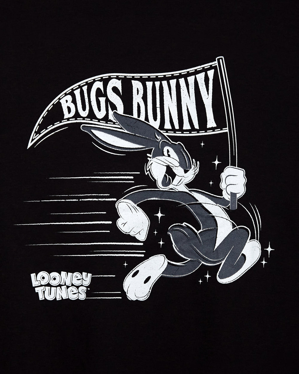 Official Looney Tunes: Retro Bugs with Flag, low cut cropped tee - black