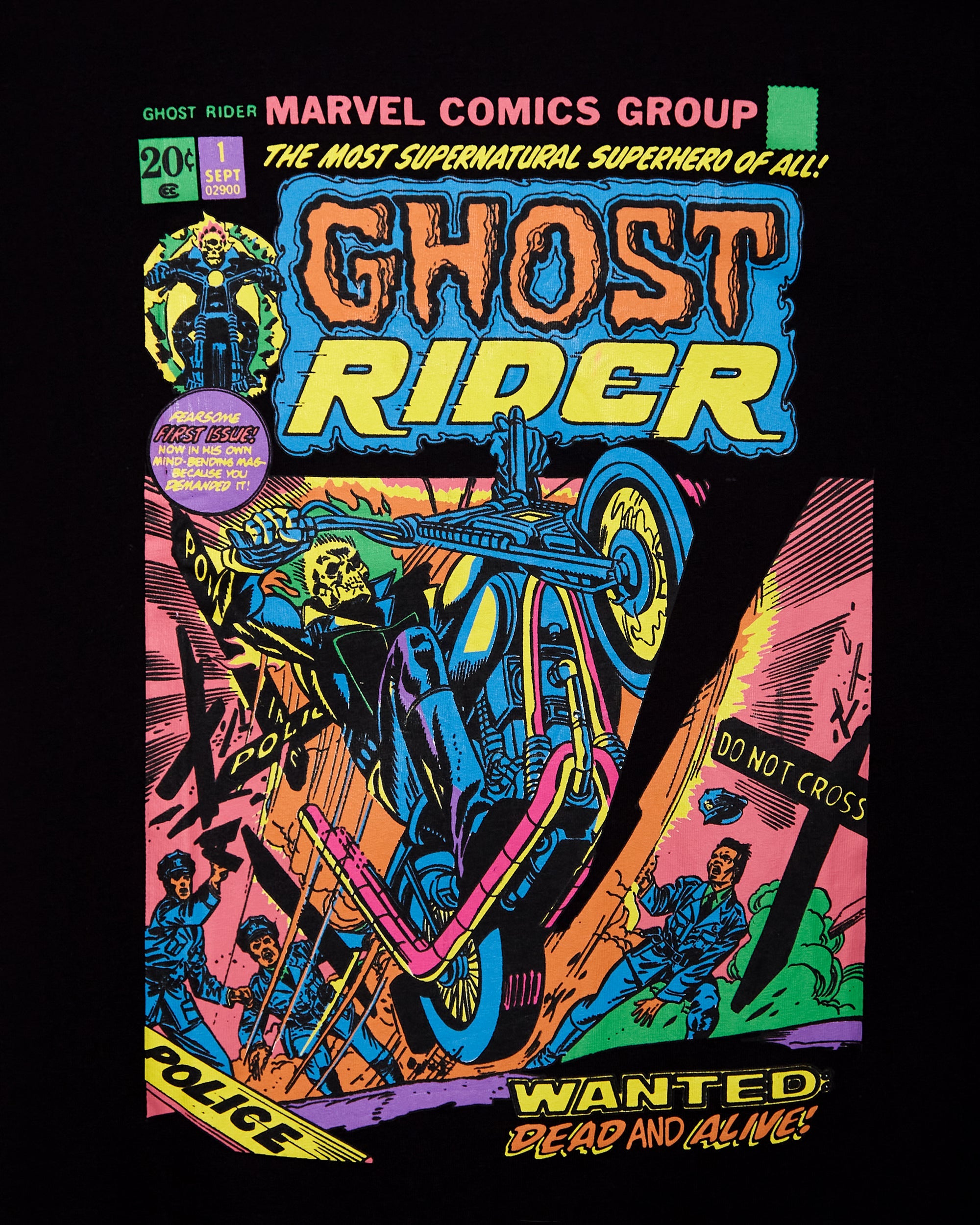 Official Marvel Comics,Ghost Rider Dead Or Alive on black Unisex low cut cropped tee