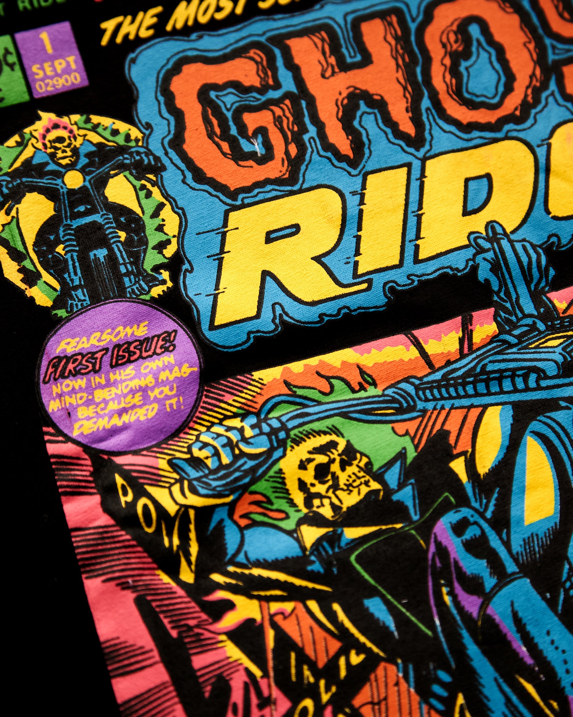 Official Marvel Comics,Ghost Rider Dead Or Alive on black Unisex low cut cropped tee