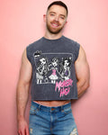 Official Monster high, sleeveless low cut crop top - distressed look grey