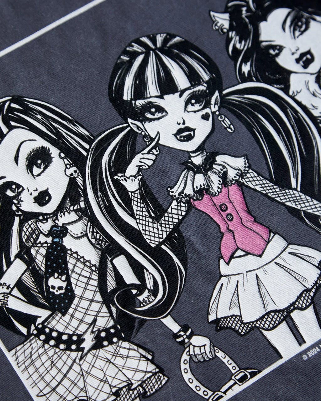 Official Monster high, sleeveless low cut crop top - distressed look grey