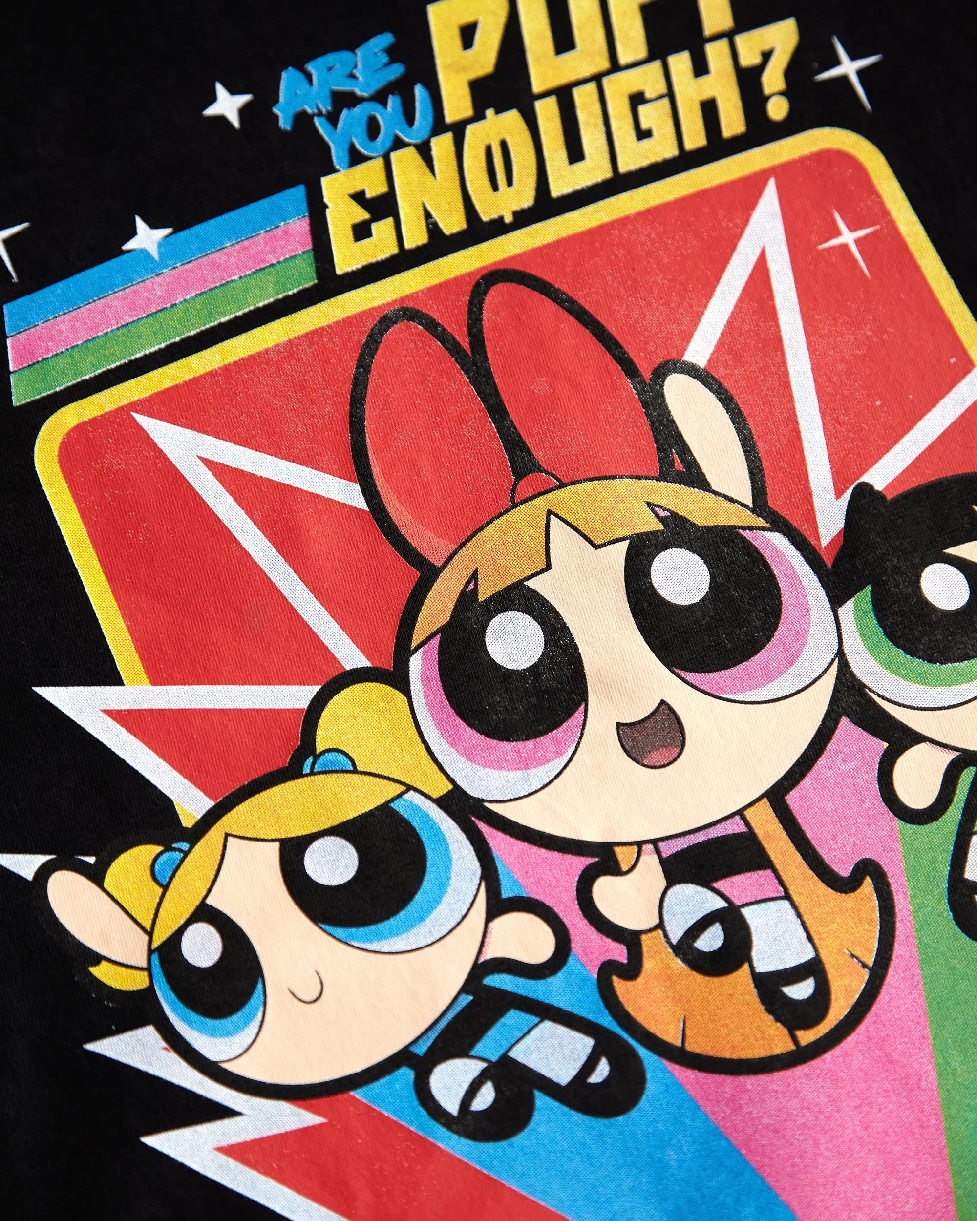Official Powerpuff Girls, tshirt - distressed black