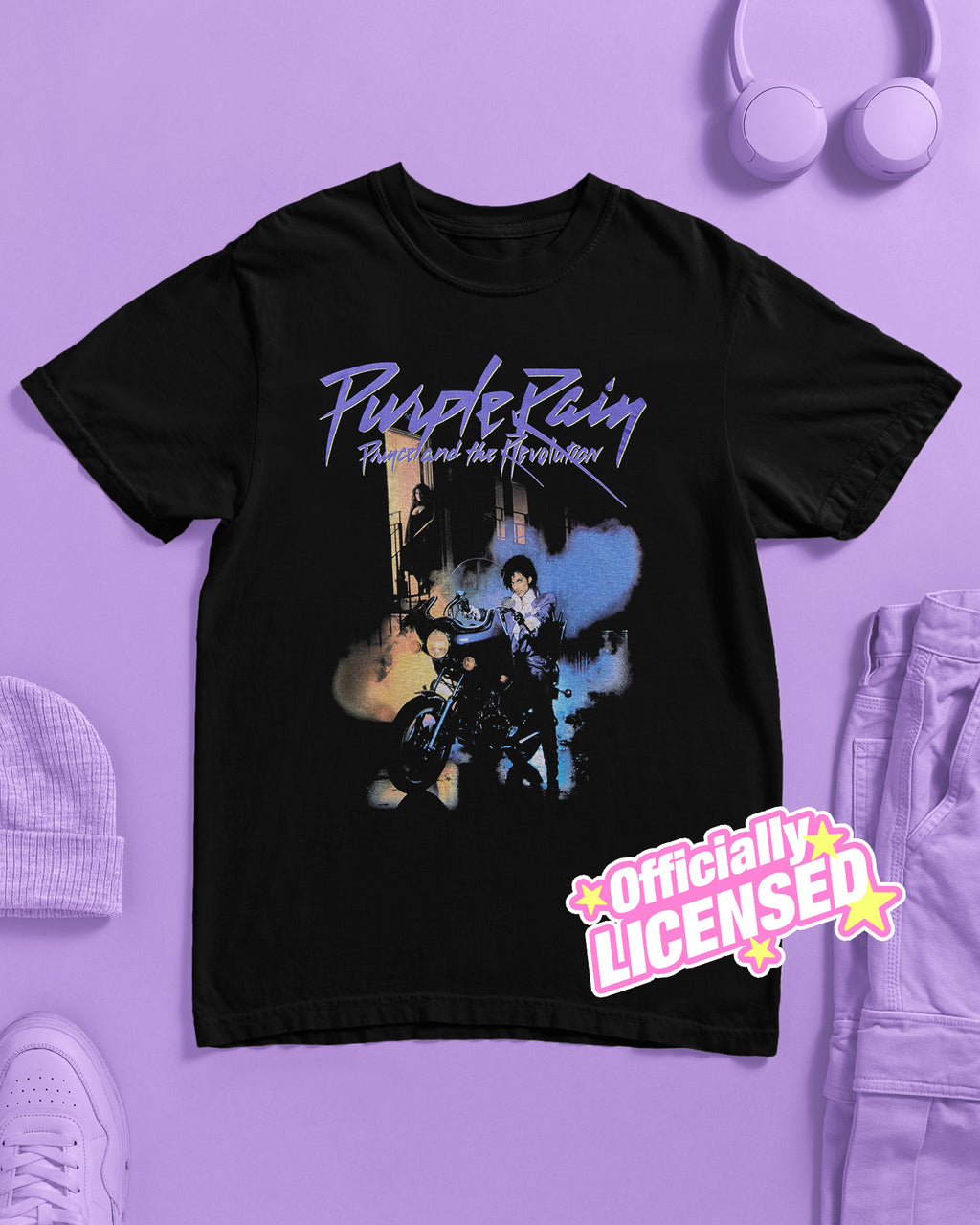 Official Prince: Purple Rain, Unisex T-Shirt - Black