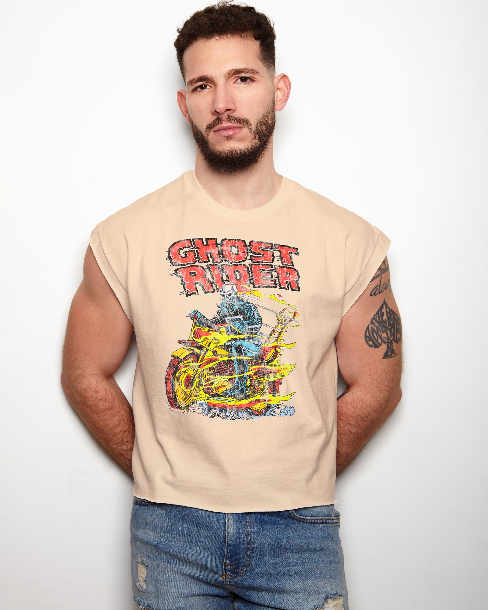 Official Marvel, Ghost Rider low cut cropped tee - sand