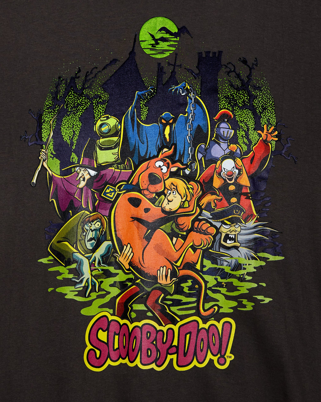 Official Scooby-Doo, monsters mashup low cut cropped tee - charcoal