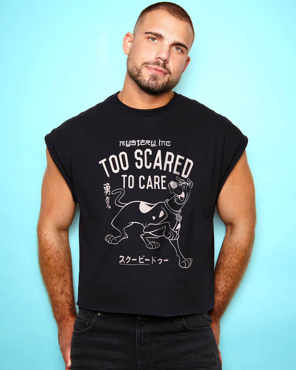 Official Scooby-Doo Too Scared To Care -mens cropped tee