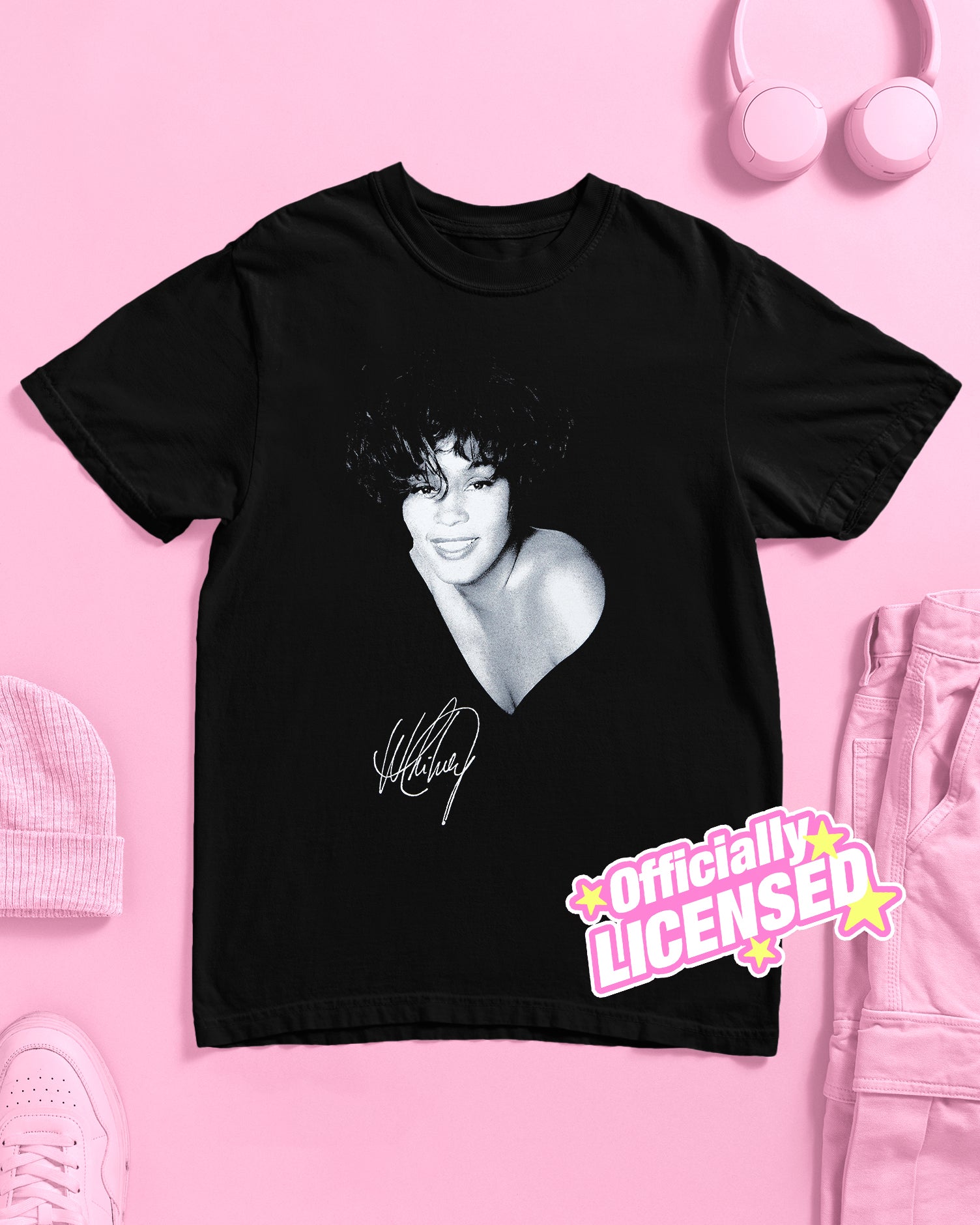Official Whitney Houston, unisex t-shirt - black